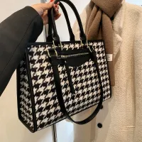 Popular niche bags for women 2023 summer new fashion commuter houndstooth shoulder bag large capacity portable tote bag 【JYUE】