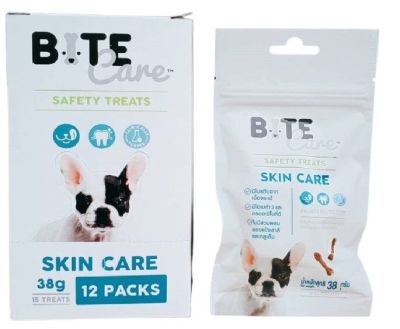 Bite Care Skin Care 38 g ขนมสุนัขที่มีภาวะภูมิแพ้ผิวหนังที่เกิดจากอาหาร ขนมจากโปรตีนเนื้อจระเข้ ขนาด 38 กรัม