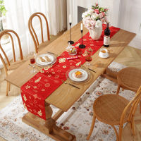 Modern Simple Thickened Polyester Cotton Table Runner Tablecloth Digital Printing Chinese New Year Red Tiger Table Runner Bed Runner