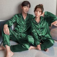 Couple Pajama Sets For Mens Pyjama Loungewear Long Sleeve Sleep Plus Size Pj Trousers Silk Satin Pajamas Sleepwear Lover Pijamas