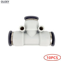 10PCS นิวเมติกเท่ากับ Tee 3วิธีท่อ Connector PE Push In Air Gas Quick อุปกรณ์ "T" ประเภทพลาสติก OD 4 6 8 10 12 16มม.