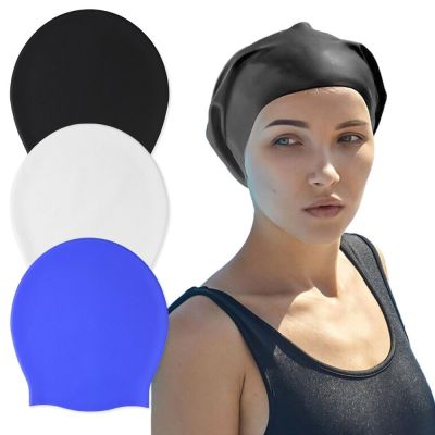 【CW】 Silicone for Hair Extra Large Loose Swim Pool Cap Hat Diving