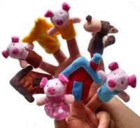 8 Pcs = 1 ชุดหมูน้อยสามนิ้วหุ่นนิ้วมือเด็กการศึกษา Fairy Tale ของเล่น Plush Puppet YH364-Huidkeir