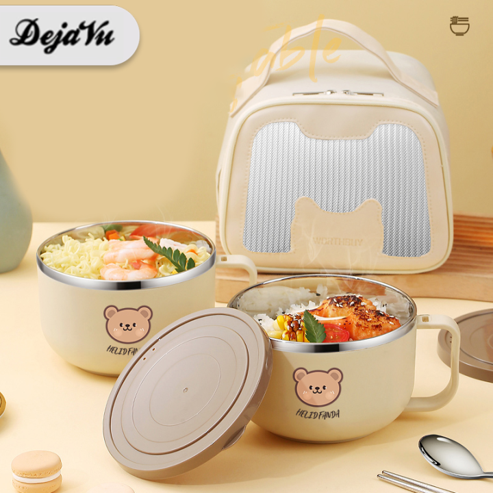 Dejavu Lunch Box Tahan Bocor Tahan Panas Kotak Makan Portable Tahan