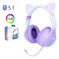 Pink Headphones Ear with Mic Gamer Kids casco Blue-tooth Headset for Computer