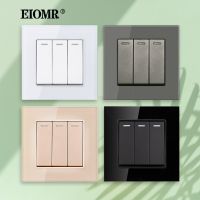 EIOMR Rocker Switch，3 Gang 1/2 Way，AC 16A 250V 86*86mm，White/Black/Gold/Gray/Silver，Recessed Install Wall Light Switch Universal