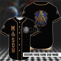 Custom Lodge Name Number Freemason Baseball Jersey Shirt  3D Printed Mens Shirt Casual Shirts hip hop Tops