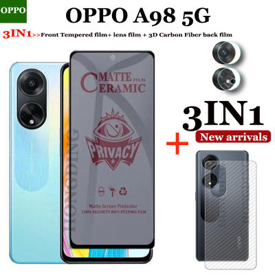 3IN1ฟิล์มเซรามิกเพื่อความเป็นส่วนตัว5G สำหรับ OPPO A98 5G ฟิล์มเซรามิก OPPO A98ปกป้องหน้าจอ OPPO 5G A98ป้องกันเลนส์กล้องถ่ายรูป5G ฟิล์มเซรามิกเพื่อความเป็นส่วนตัวหน้าจอคลุมทั้งหมดและฟิล์มหลังคาร์บอนไฟเบอร์
