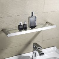✹❇☃ Bathroom Single Tier Wall Mounted Toilet Glass Shelf Hanger Bodywash Shampoo Shower Room Rack