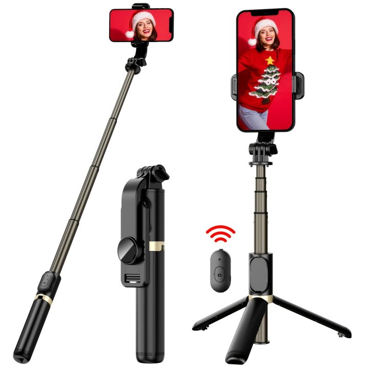 Selfie Stick, Extendable Selfie Stick Tripod with Wireless Remote and  Tripod Stand, Portable, Lightweight, Compatible with iPhone 14 13 12 Pro Xs  Max