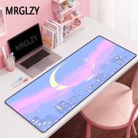 แผ่นรองเมาส์สีชมพูดวงจันทร์เครื่องเกม DeskMat ขนาดใหญ่ XXL อุปกรณ์ต่อพ่วงเกมคอมพิวเตอร์ LOL Csgo แผ่นรองเมาส์