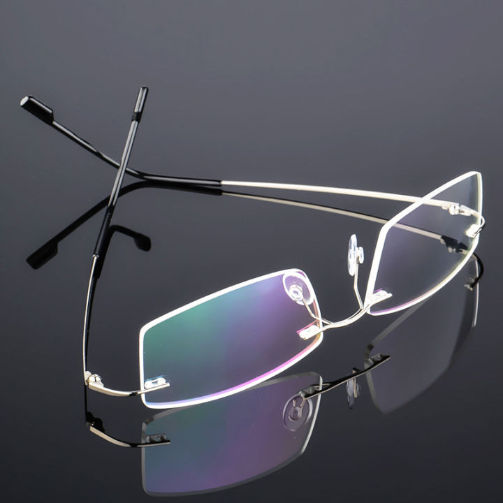 titanium-alloy-แก้วเบาพิเศษกรอบ-shortsighted-กรอบแว่นตาสี่เหลี่ยมผืนผ้า-framelss-แว่นสายตากับเลนส์สำรอง