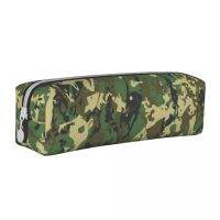 Cool ทหาร Camo Square ดินสอกรณี Camouflage รูปแบบเครื่องเขียน Retro หนังกล่องดินสอสำหรับเด็กซิปกระเป๋าปากกา-ef2