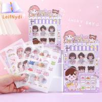 LEIFNYDI สติกเกอร์เครื่องเขียนลายการ์ตูน5แผ่น/ถุงของเล่นเด็กบัญชีมือ Scrapbooking น่ารักเด็กหญิงน้อย Decals น่ารัก Srickers บัตร Goo สติกเกอร์ตกแต่งสาวแต่งตัวสติกเกอร์เทป