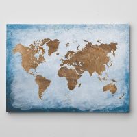 Washy World Map Gallery ห่อ16x20ศิลปะบนผืนผ้าใบสำหรับติดกำแพง