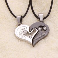 2Pcs Fashion Couple Necklace Friendship Broken Heart Pendant Distance Faceted Charm Necklace Women Valentine 39;S Day Gift Jewelry
