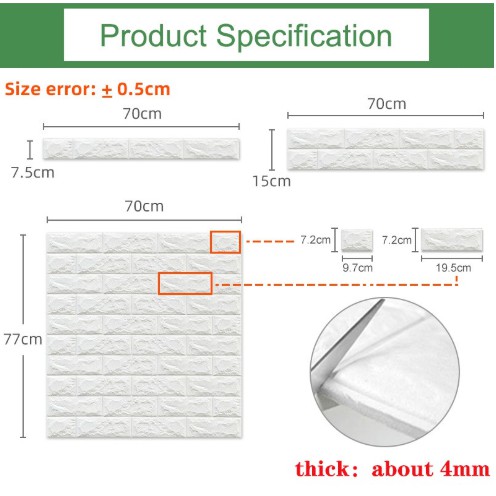 3D wall paper dipping foam wall stick for bedroom ceiling DIY design decorative wall tile pattern waterproof foam wall paper self adhesive wall decor