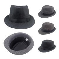 2023 New Trend British Style Middle-Aged Elderly Classic Dad Jazz Hats Woolen Men Stylish Hats Winter Flat Top Fedora Hat