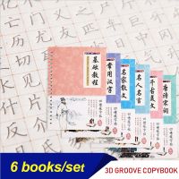 【cw】 2021 6Pcs/Sets Chinese Characters Reusable Groove Calligraphy Copybook Erasable pen Learn hanzi Adults writing Books ！