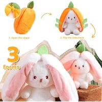 Random 1 Pcs 18cm Cute Stuffed Toys Strawberry Rabbit Radish Rabbit Plush Toys Zipper Doll