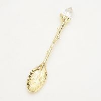 Retro Crystal Head Tea Spoon Vintage Royal Style Alloy Carved Mini Flatware Dessert Tea Spoon Sendok Teh Kitchen Accessories