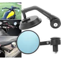 7/8 Black Motorcycle Round RearView 22mm Handle Bar End Side Mirrors Moto Aluminum For Honda CB500 msx 125 Shadow r1200gs