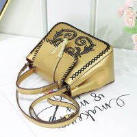 2021 Rivet Flower Microfiber Womens Bag Braided Decoration Portable Messenger Bag Luxury Shoulder Top-handle Bags New Arrivals