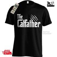 เสื้อยืดพิมพ์ลายแฟชั่น เสื้อยืดผ้าฝ้าย พิมพ์ลาย The Godfather cat parody สําหรับครอบครัว  V9AJ