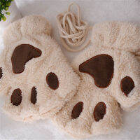 Fingerless Winter Gloves Wear Christmas Claw Half Finger Soft Warm Panda Cat Paw Cute