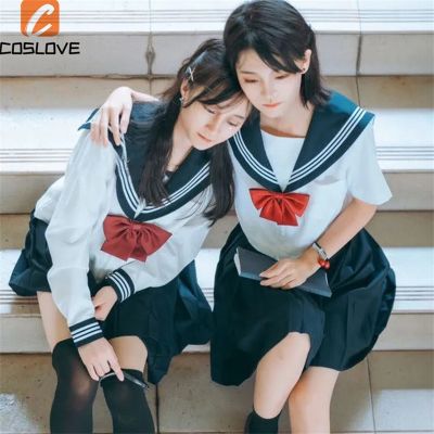 ✖♤ 2022 White Schoolgirl Uniform Japanese Class Navy Sailor School Uniforms Students Clothes For Girls Anime COS Sailor Navy Suit