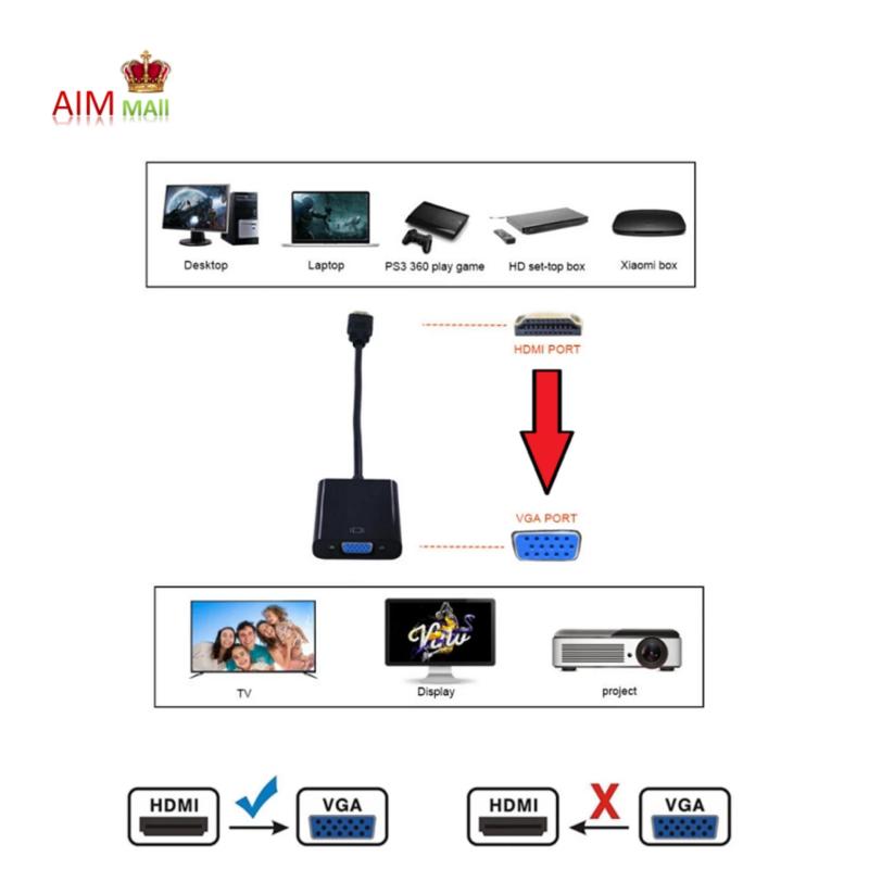 1080P HDTV HDMI KE kabel HDMI Penyesuai VGA KE penukar Audio Analog lelaki KE perempuan untuk projektor peti TV Laptop PC (Penyesuai HDMI KE VGA) HDMI male VGA