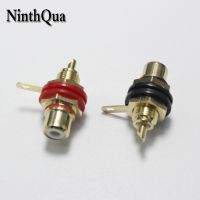 【CW】 2pcs Gold Plated RCA Terminal Jack Plug Female Socket Chassis Panel Connector for Amplifier Speaker