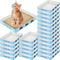 Disposable Cat Litter Box Flodable Paper Cat Trays Lightweight Cardboard Box Waterproof Coating Safe Comfortable Toilet for Pets