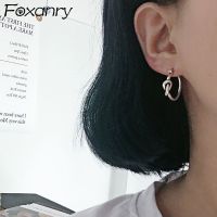 Foxanry ต่างหูตุ้มหูสีเงิน,ของขวัญเครื่องประดับสำหรับปาร์ตี้วันเกิดทรงเรขาคณิตเงินแบบโบราณ