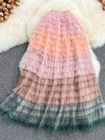 【CC】☊☄㍿  XFPV 2023 Korean Waist Loose Tulle Skirt Female Mesh SM1610