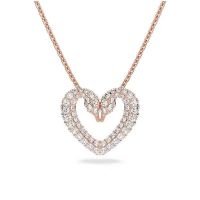 Swarovski Outlet Una Double Swan Love Necklace Womens Rose Gold Clavicle Chain Valentines Day Gift 【SSY】