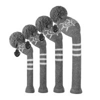 4 Pcs/Set Golf Knitted Pom Pom Sock Covers 1-3-5 Golf Wood Headcover For Golf Dirver/Fairway Golf Club Headcovers