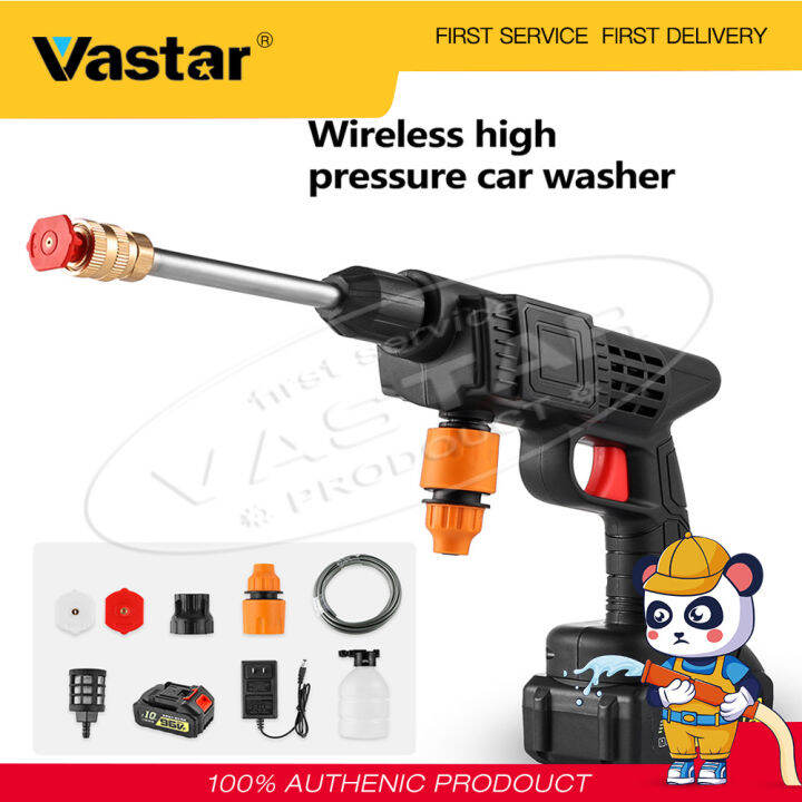 vastar-เครื่องซักผ้ารถยนต์แรงดันสูงในครัวเรือน48-96v-เครื่องซักผ้าแรงดันสูงแบบพกพา-ปืนฉีดน้ำแรงดันสูงไร้สาย-ค้างคาวคู่หนึ่งความจุค้างคาวคือ7500mah-พร้อมกล่องเครื่องมือและอุปกรณ์เสริมอื่นๆ