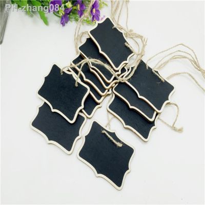 10pcs Rectangle Chalkboards Hemp Rope Hanging Wooden mini blackboard Message board For Wedding Party Decorations