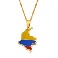 Anniyo Colombian Map Flag Pendant Necklaces Women Girls Silver ColorGold Color Colombia Jewelry Map of Colombia Chains #119821