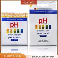 ENCOUNT 100ct ความไวสูง แถบทดสอบ PH 4.5-9.0 ความแม่นยำสูง ชุดทดสอบน้ำ ใช้กันอย่างแพร่หลาย กระดาษลิตมัส ความเป็นกรดของร่างกายและความเป็นด่าง