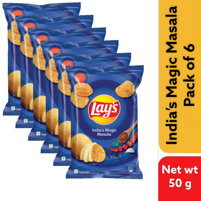 Lays Indias Magic Masala 50 g Pouch. (PACK OF 6)