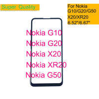 10ชิ้นสล็อต G50 G20 G10 Nokia แผงควบคุม Skrin Sentuh Kaca Depan LCD A Luar สำหรับ Nokia X20 XR 20 Kaca Depan OCA