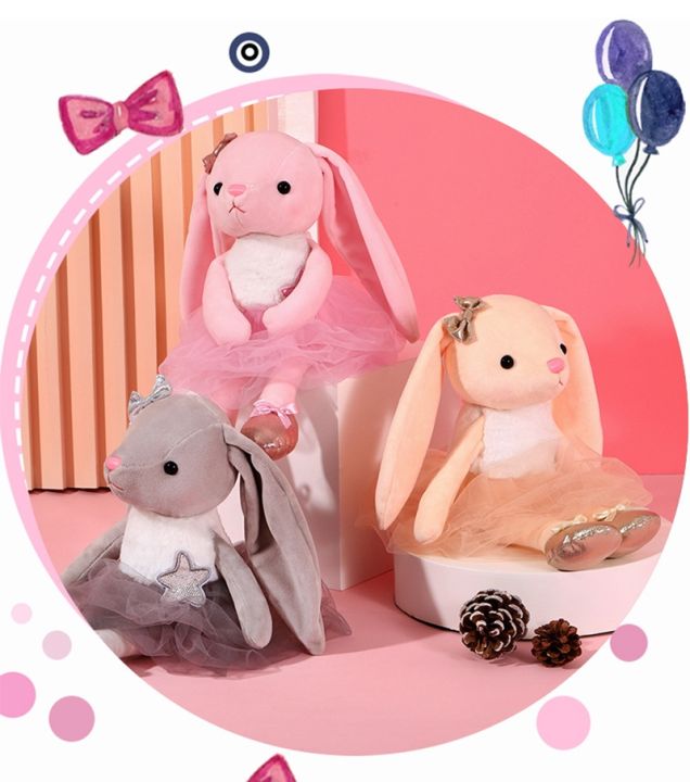 Plush toys】 Appease Toy Long Ears Cartoon Plush Soft Doll Stuffed Animal  Dancing for Wedding Birthday 