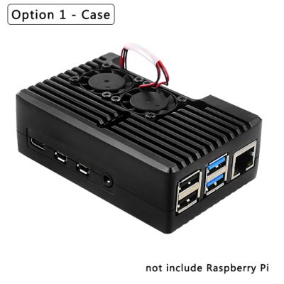 【✔In stock】 fuchijin77 Raspberry Pi 4เคสอลูมิเนียมกรอบหุ้มพร้อมพัดลมทำความเย็นคู่4ฮีทซิงค์ระบายความร้อนแบบแอคทีฟพาสซีฟสำหรับ Raspberry Pi 4รุ่น B