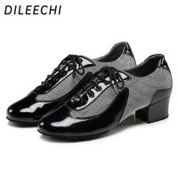 DILEECHI สีดำสีขาวสีแดงรองเท้าเต้นรำละตินรองเท้าเต้นรำสมัยใหม่ผู้ชายในร่ม Outsole นุ่มรองเท้าเต้นรำบอลรูม4เซนติเมตร2เซนติเมตรส้นต่ำ