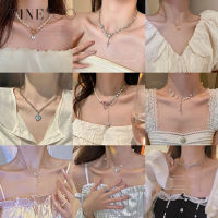 FINETOO Elegant Silver Chain สร้อยคอมุกสำหรับผู้หญิงผีเสื้อหัวใจจี้ Choker เครื่องประดับ Accessories