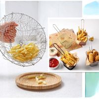 Stainless Steel Foldable Steam Rinse Strain Folding Frying Basket Colander Sieve Mesh Strainer Kitchen Cooking Accessories