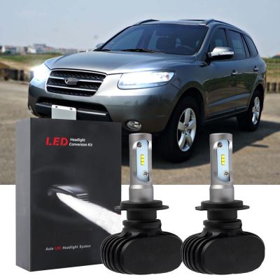 หลอดไฟหน้าฮาโลเจน LED 6000K สีขาว แบบเปลี่ยน สําหรับ Hyundai Santa Fe 2007-2018 รับประกัน 10 เดือน