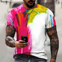 Summer Casual Short-sleeved Mens Shirt 3D Color Printing Mens T-shirt Round Neck Design Street Fashion Super Large Size